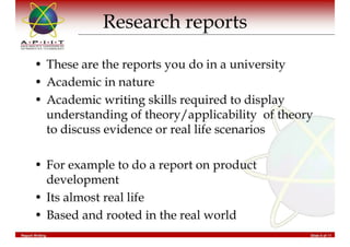 Report Writing & Documentation