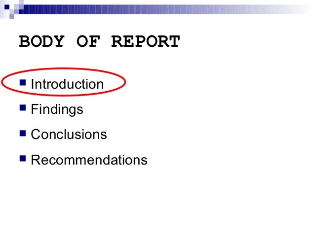 Report introductions