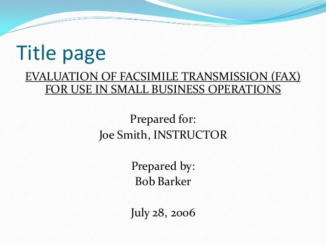 formal title page