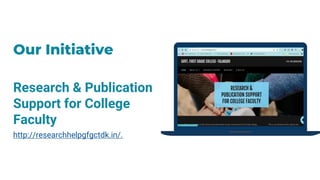 Our Initiative
Research & Publication
Support for College
Faculty
http://researchhelpgfgctdk.in/.
 