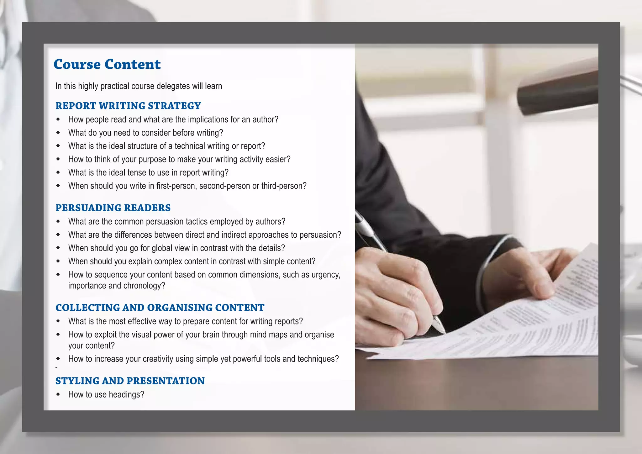 Report writing skills brochure | PPT