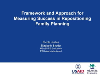 Measuring Success in Repositioning Family Planning
