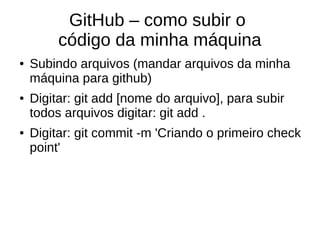 Repositório github, os comandos iniciais do git bash para criar ...