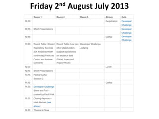 Friday 2nd August July 2013
 