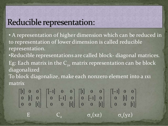 reducible and irreducible representations