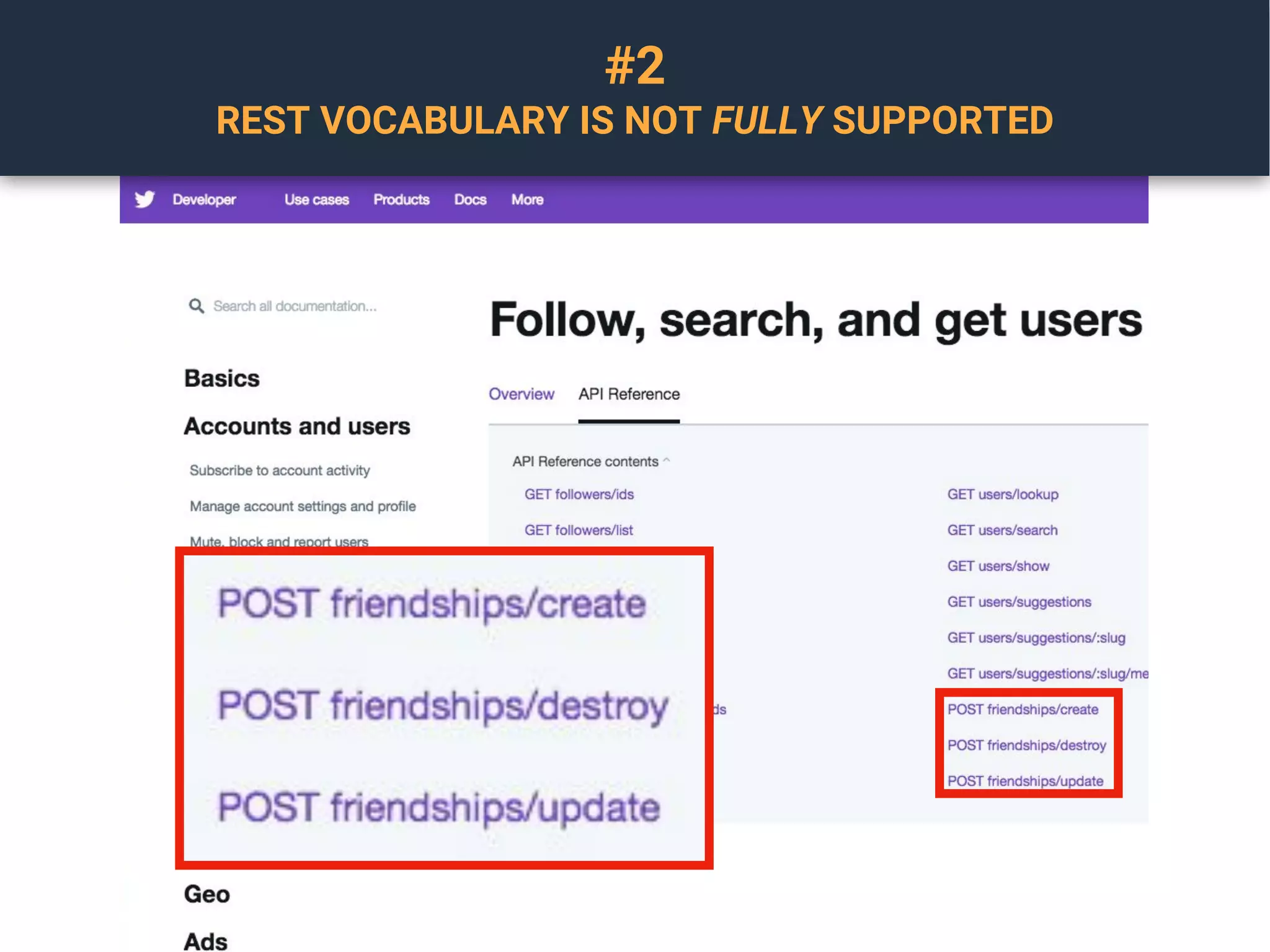 #2
REST VOCABULARY IS NOT FULLY SUPPORTED
 