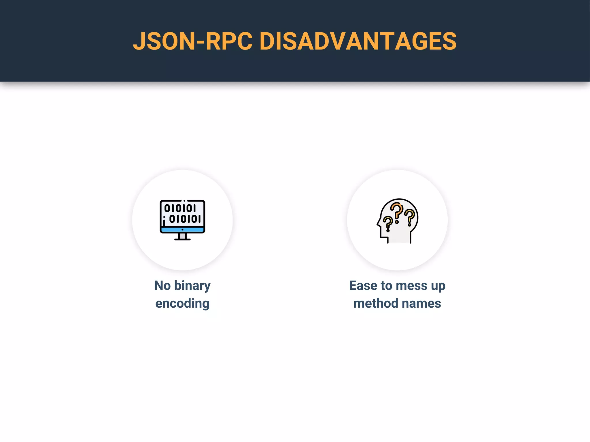 JSON-RPC DISADVANTAGES
No binary
encoding
Ease to mess up
method names
 