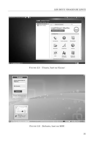 LES DEUX VISAGES DE LINUX
Figure 2.2  Ubuntu, basé sur Gnome
Figure 2.3  Kubuntu, basé sur KDE
21
 