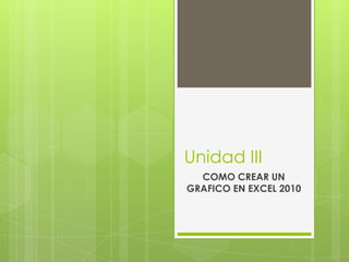 Unidad III
COMO CREAR UN
GRAFICO EN EXCEL 2010
 
