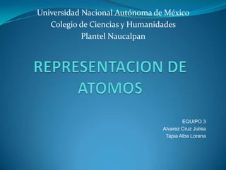 Universidad Nacional Autónoma de México
   Colegio de Ciencias y Humanidades
            Plantel Naucalpan




                                        EQUIPO 3
                                Alvarez Cruz Julisa
                                 Tapia Alba Lorena
 