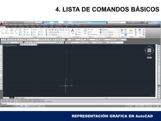 4. LISTA DE COMANDOS BÁSICOS
REPRESENTACIÓN GRÁFICA EN AutoCAD
 