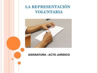 LA REPRESENTACIÓN
VOLUNTARIA
ASIGNATURA : ACTO JURIDICO
 