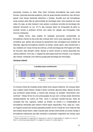 escutando músicas no rádio. Elas citam inúmeras brincadeiras das quais ainda
brincam (esconde-esconde,academia, bola de gu...