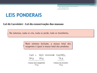 LEIS PONDERAISProf.  Maiquel Vieira  engmaiquel@gmail.comLei de Lavoisier - Lei da conservação das massas