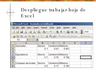 Despliegue trabajar hoja de Excel 