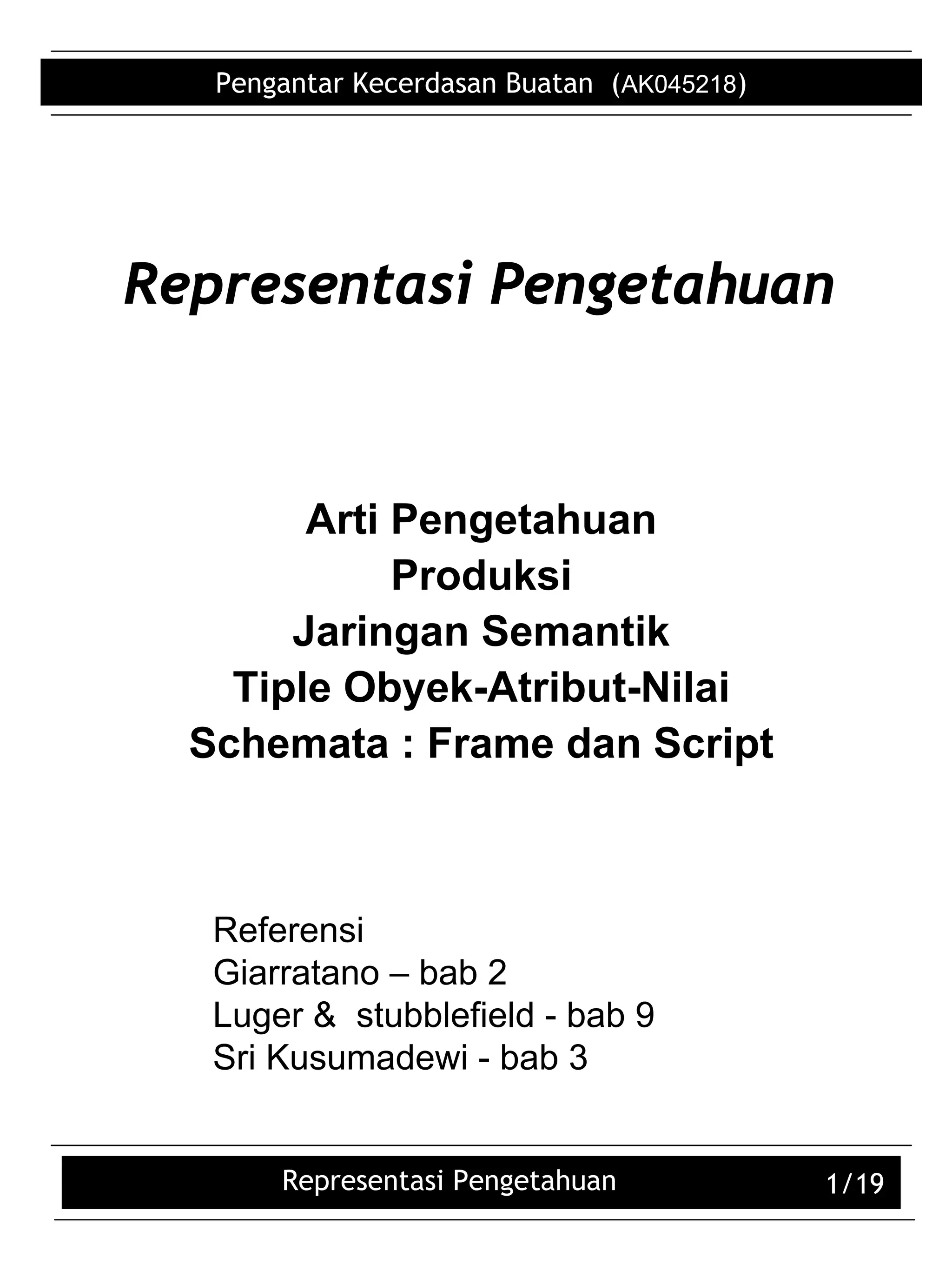Contoh Representasi Representasi pengetahuan | PDF