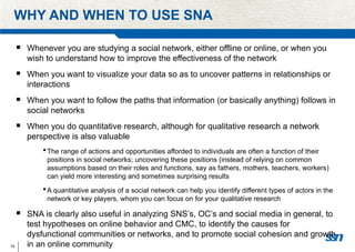Social network analysis [SNA] is the mapping and measuring of ...