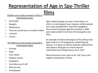 Representation of characters in spy thriller films