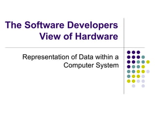The Software Developers View of Hardware Representation of Data within a Computer System 