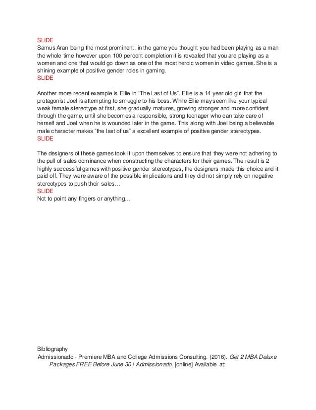 representation of gender in games script bibliography video game script writing format