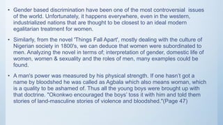 Male gender roles in things fall apart