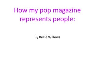 How my pop magazine
represents people:
By Kellie Willows

 