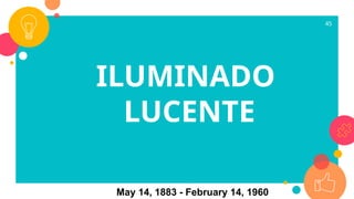45
ILUMINADO
LUCENTE
May 14, 1883 - February 14, 1960
 