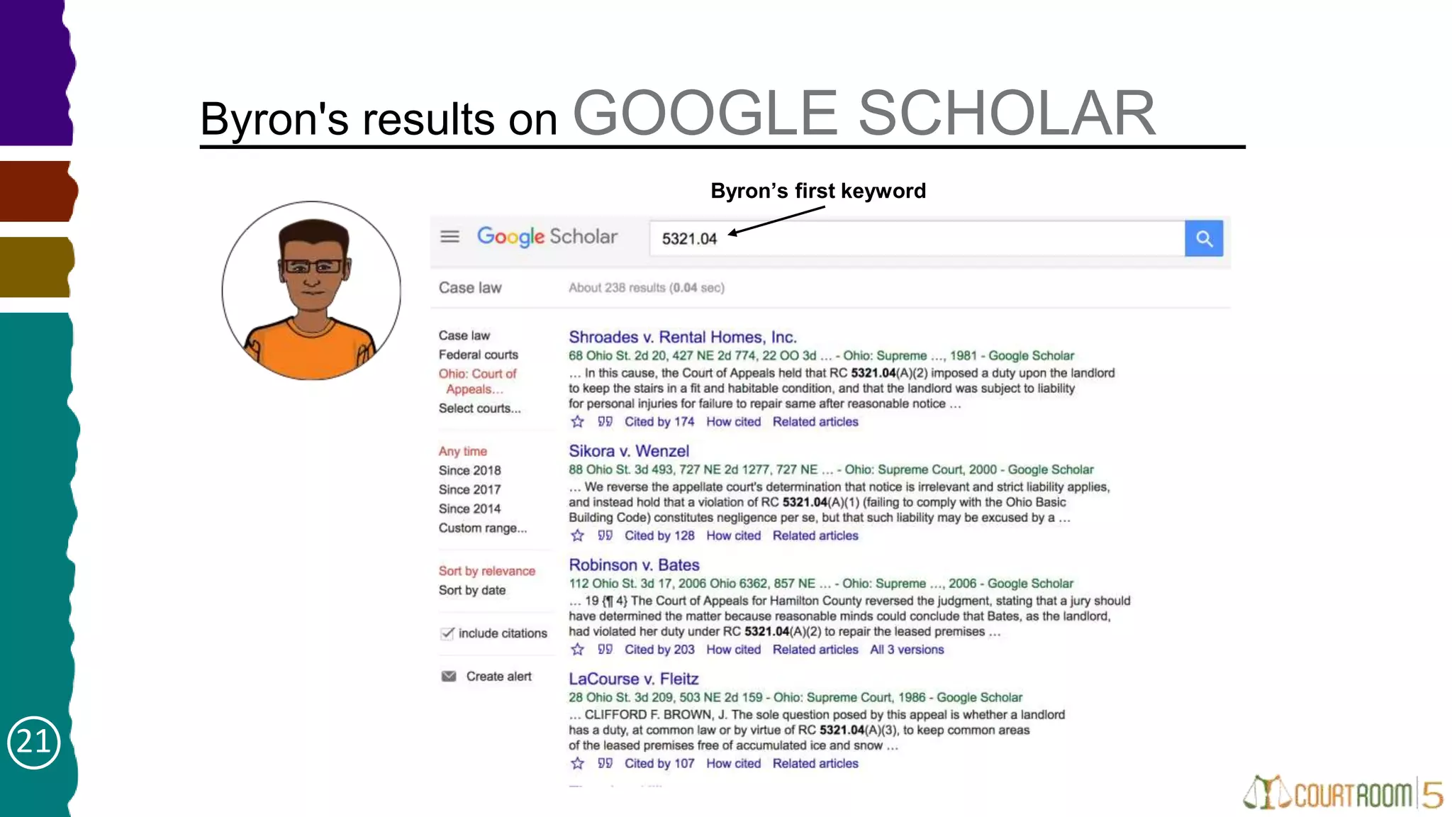 Byron's results on GOOGLE SCHOLAR
Byron’s first keyword
21
 