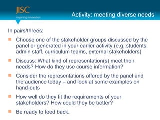 4D*:;:*'F(.##*:9I(%:;#0$#(9##%$

H9(-&:0$Z*+0##$F
! 7+<<$#(<9#(<=(*+#($*&O#+<5%#0(I0<"-$(%:$D"$$#%(/'(*+#(
   -&9#5(<0(I#9#0&*#%(:9('<"0(#&05:#0(&D*:;:*'(K#UIU($*"%#9*$A(
   &%.:9($*&==A(D"00:D"5".(*#&.$A(#W*#09&5($*&O#+<5%#0$M
! Q:$D"$$F(R+&*(O:9%(<=(0#-0#$#9*&*:<9K$M(.##*(*+#:0(
   9##%$S(G<T(%<(*+#'("$#(D<"0$#(:9=<0.&*:<9S
! 7<9$:%#0(*+#(0#-0#$#9*&*:<9$(<==#0#%(/'(*+#(-&9#5(&9%(
   *+#(&"%:#9D#(*<%&'(d(&9%(5<<O(&*($<.#(#W&.-5#$(<9(
   +&9%6<"*$
! G<T(T#55(%<(*+#'(=:*(*+#(0#X":0#.#9*$(<=('<"0(
   $*&O#+<5%#0$S(G<T(D<"5%(*+#'(/#(/#**#0S
! @#(0#&%'(*<(=##%(/&DOU
 