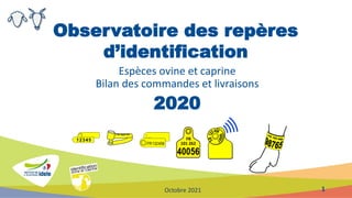 1
Observatoire des repères
d’identification
Espèces ovine et caprine
Bilan des commandes et livraisons
2020
Octobre 2021
 