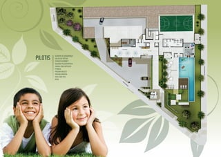 PILOTIS
GUARITA DE SEGURANÇA
SALÃO DE FESTAS
ESPAÇO GOURMET
QUADRA POLIESPORTIVA
SAUNA COM REPOUSO
FITNESS
PISCINA ADULTO
PISCINA INFANTIL
RAIA COM 20m
DECK
 