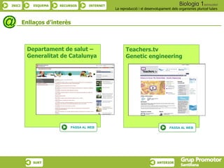 Enllaços d’interès Departament de salut – Generalitat de Catalunya Teachers.tv  Genetic engineering PASSA AL WEB PASSA AL ...