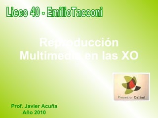 Reproducción Multimedia en las XO Prof. Javier Acuña Año 2010 Liceo 40 - EmilioTacconi 