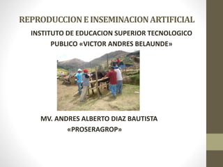 REPRODUCCIONEINSEMINACIONARTIFICIAL
INSTITUTO DE EDUCACION SUPERIOR TECNOLOGICO
PUBLICO «VICTOR ANDRES BELAUNDE»
MV. ANDRES ALBERTO DIAZ BAUTISTA
«PROSERAGROP»
 