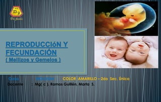 Curso : BIOLOGIA COLOR :AMARILLO – 2do Sec. Única
Docente : Mg( c ). Ramos Guillén, Marta S.
 
