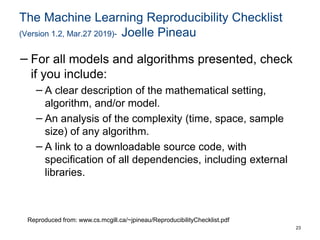 Reproducibility in machine learning | PPT