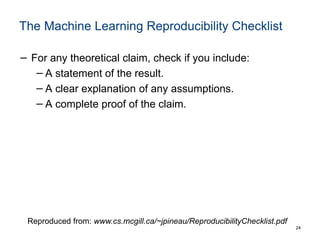 Reproducibility in machine learning | PPT