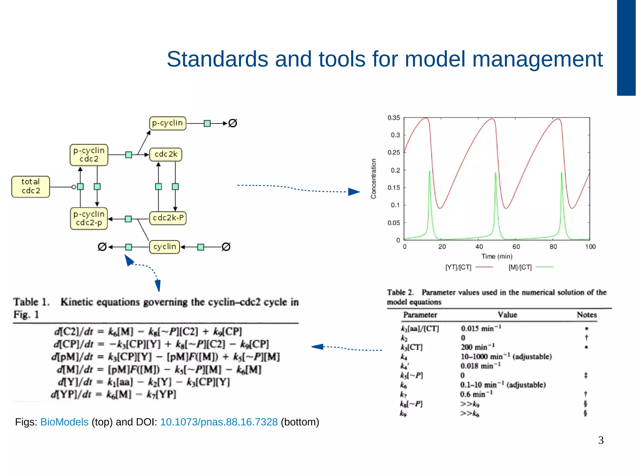 3
Standards and tools for model management
Figs: BioModels (top) and DOI: 10.1073/pnas.88.16.7328 (bottom)
 