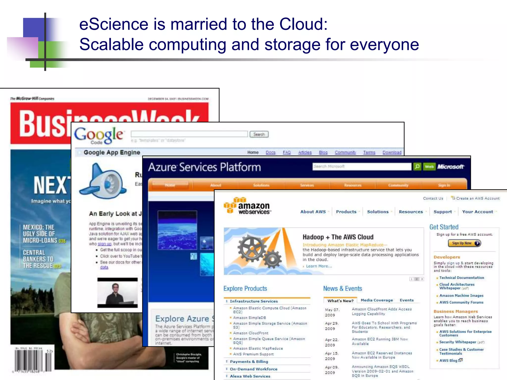 eScience is married to the Cloud:
Scalable computing and storage for everyone




   3/12/09        Bill Howe, eScience Institute   7
 
