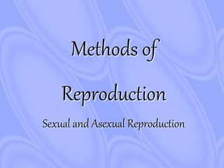 Methods of
Reproduction
Sexual and Asexual Reproduction
 
