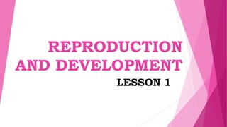 REPRODUCTION
AND DEVELOPMENT
LESSON 1
 