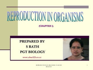 PREPARED BY  S RATH PGT BIOLOGY REPRODUCTION IN ORGANISM- CLASS XII BIOLOGY REPRODUCTION IN ORGANISMS www.cbse123.co.cc   (CHAPTER 1) 