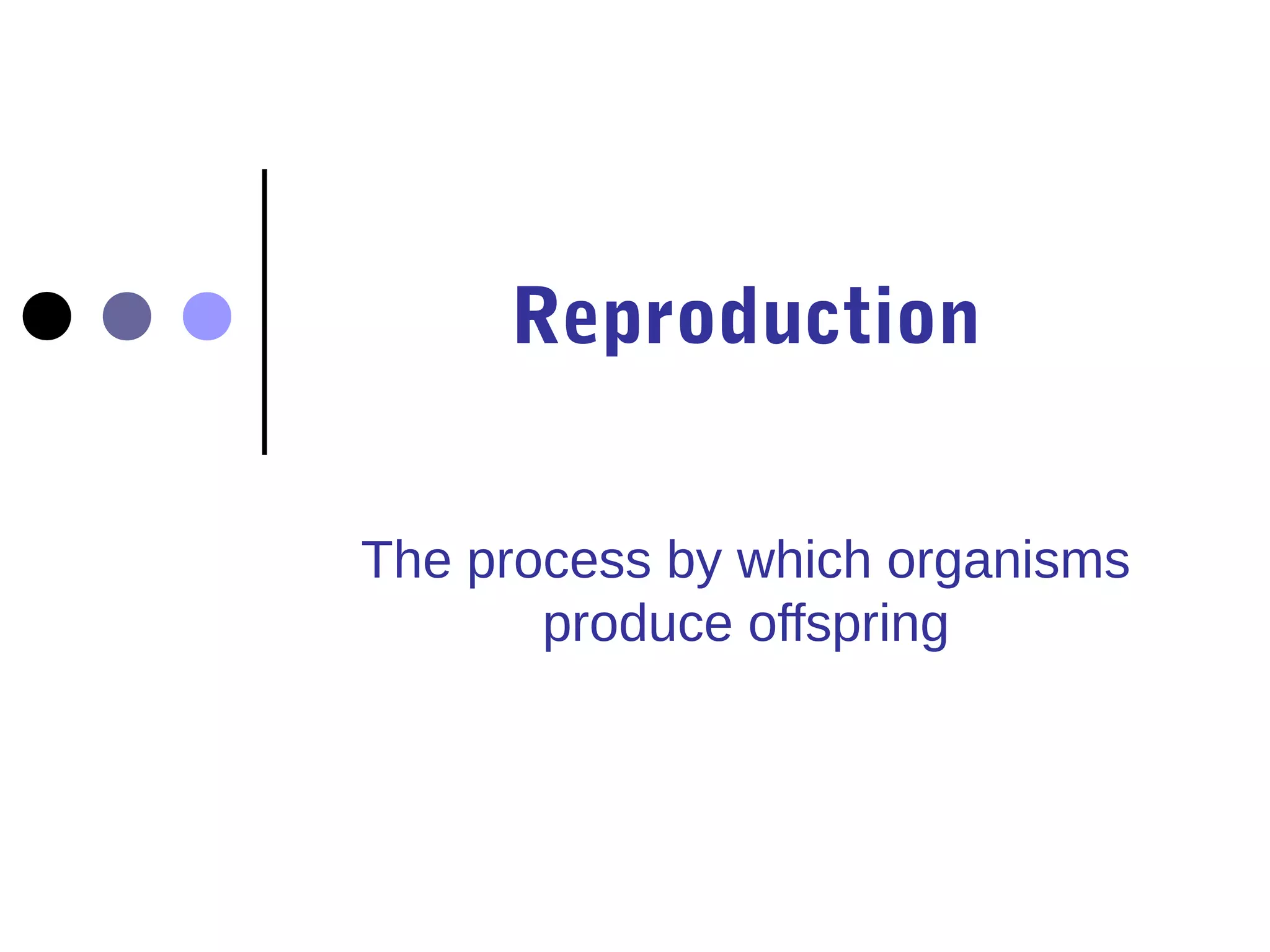 Reproduction
The process by which organisms
produce offspring