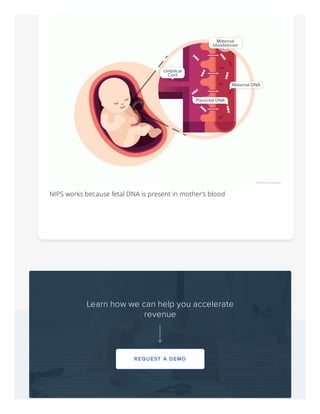 NIPS works because fetal DNA is present in mother’s blood
Learn how we can help you accelerate
revenue
R EQUEST A DEMO
 