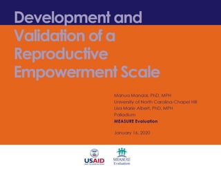 Development and Validation of a Reproductive Empowerment Scale | PPTX