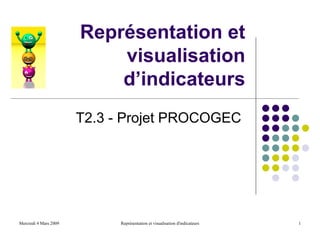 Représentation et
                           visualisation
                           d’indicateurs
                       T2.3 - Projet PROCOGEC




Mercredi 4 Mars 2009        Représentation et visualisation d'indicateurs   1
 