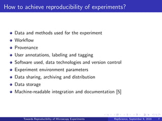 Towards Reproducibility of Microscopy Experiments | PDF
