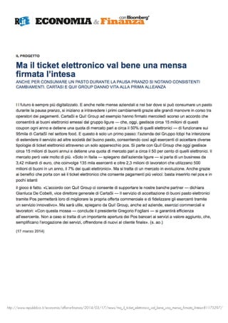 http://www.repubblica.it/economia/affari-e-finanza/2014/03/17/news/ma_il_ticket_elettronico_val_bene_una_mensa_firmata_lintesa-81175297/
 