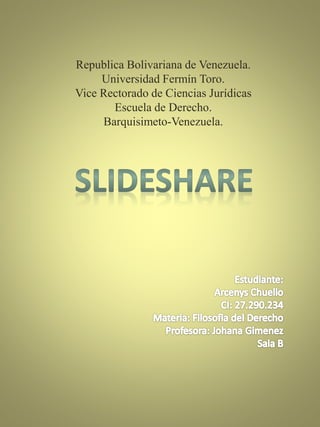 Republica Bolivariana de Venezuela.
Universidad Fermín Toro.
Vice Rectorado de Ciencias Jurídicas
Escuela de Derecho.
Barquisimeto-Venezuela.
 