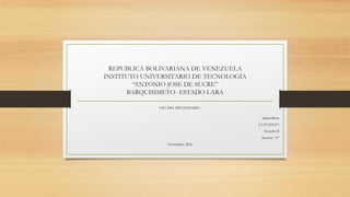 REPUBLICA BOLIVARIANA DE VENEZUELA
INSTITUTO UNIVERSITARIO DE TECNOLOGÍA
“ANTONIO JOSE DE SUCRE”
BARQUISIMETO- ESTADO LARA
USO DEL DICCIONARIO
Julieta Riera
C.I 27.553.871
Escuela 85
Sección “A”
Noviembre, 2016
 
